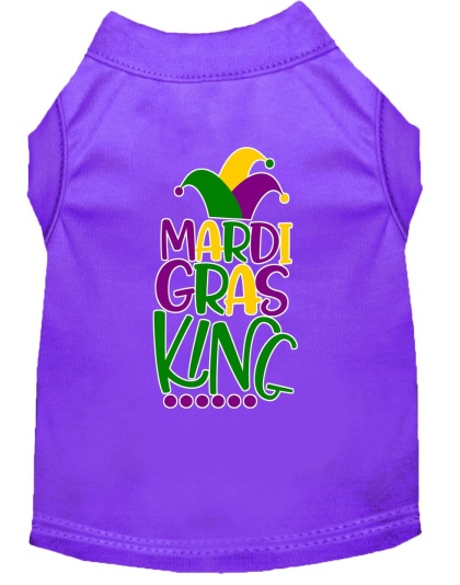 Mardi Gras King Screen Print Mardi Gras Dog Shirt Purple Lg