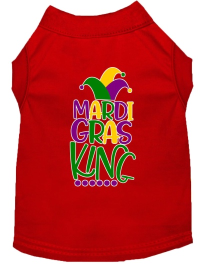 Mardi Gras King Screen Print Mardi Gras Dog Shirt Red Lg