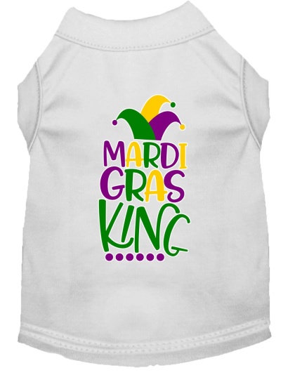 Mardi Gras King Screen Print Mardi Gras Dog Shirt White Lg