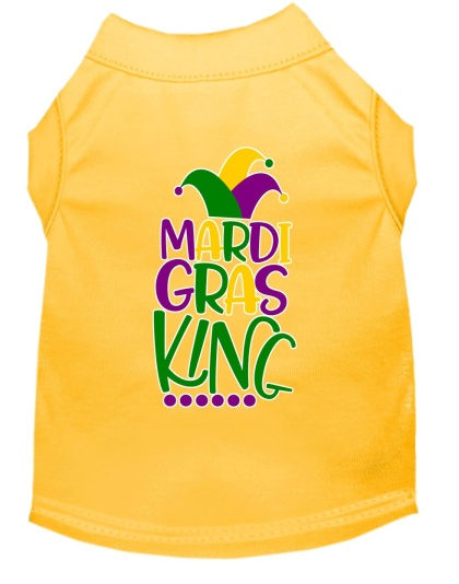 Mardi Gras King Screen Print Mardi Gras Dog Shirt Yellow Lg