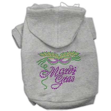 Mardi Gras Rhinestud Hoodies Grey L