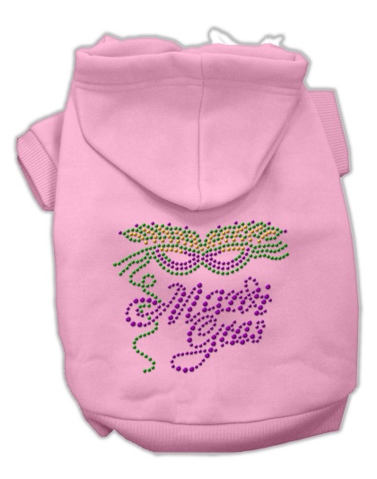 Mardi Gras Rhinestud Hoodies Pink L