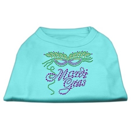 Mardi Gras Rhinestud Shirt Aqua L