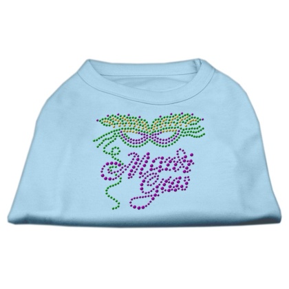 Mardi Gras Rhinestud Shirt Baby Blue L