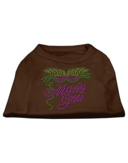 Mardi Gras Rhinestud Shirt Brown Lg