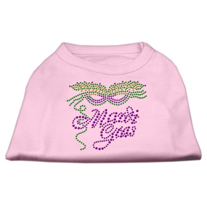 Mardi Gras Rhinestud Shirt Light Pink L