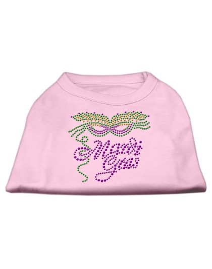 Mardi Gras Rhinestud Shirt Light Pink L