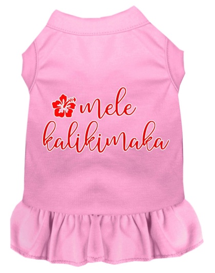 Mele Kalikimaka Screen Print Dog Dress Light Pink 4X