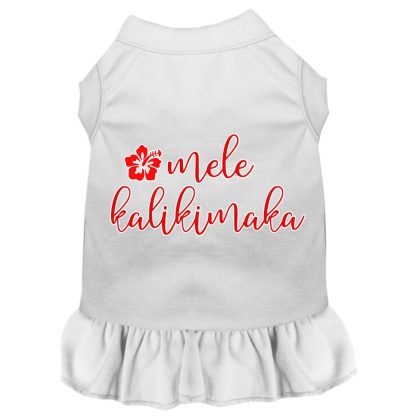 Mele Kalikimaka Screen Print Dog Dress White 4X