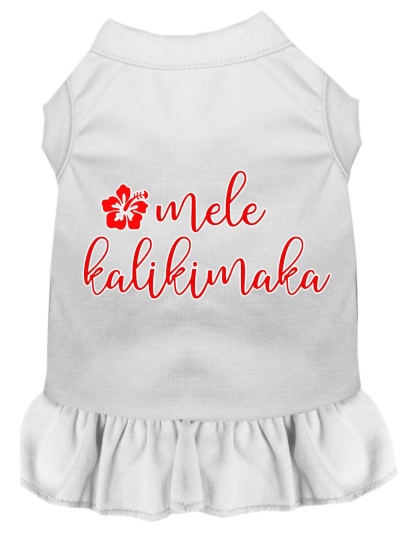 Mele Kalikimaka Screen Print Dog Dress White 4X