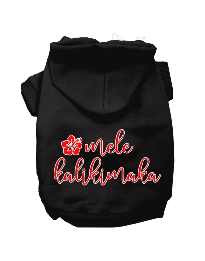 Mele Kalikimaka Screen Print Dog Hoodie Black L