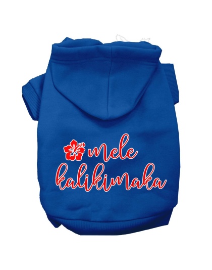 Mele Kalikimaka Screen Print Dog Hoodie Blue L