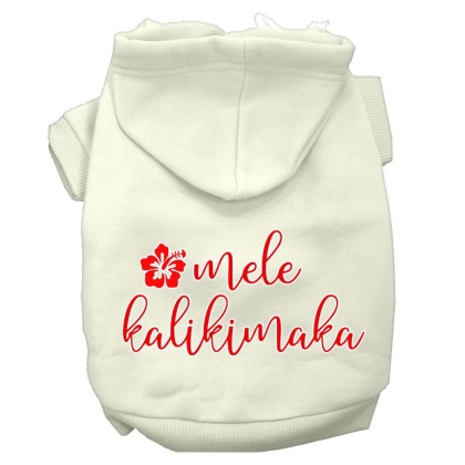 Mele Kalikimaka Screen Print Dog Hoodie Cream L