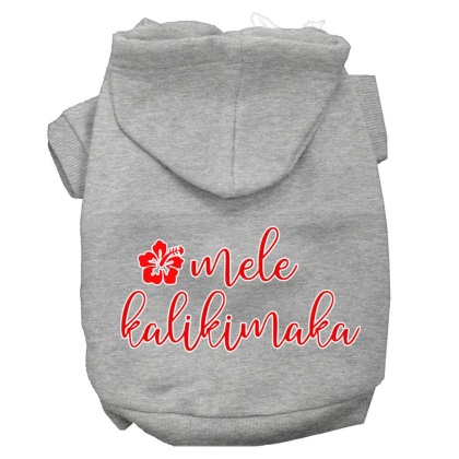 Mele Kalikimaka Screen Print Dog Hoodie Grey L