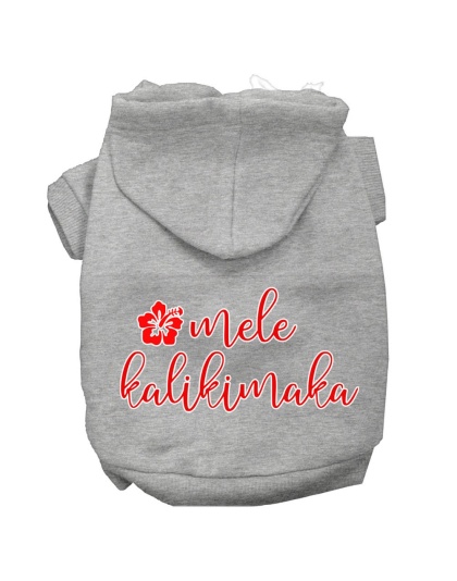 Mele Kalikimaka Screen Print Dog Hoodie Grey L