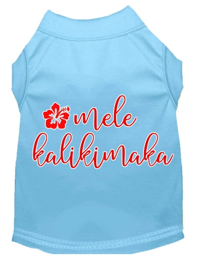 Mele Kalikimaka Screen Print Dog Shirt Baby Blue Lg