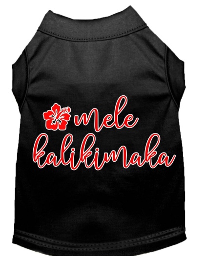 Mele Kalikimaka Screen Print Dog Shirt Black Lg