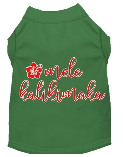 Mele Kalikimaka Screen Print Dog Shirt Green Lg