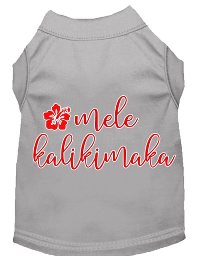 Mele Kalikimaka Screen Print Dog Shirt Grey Lg