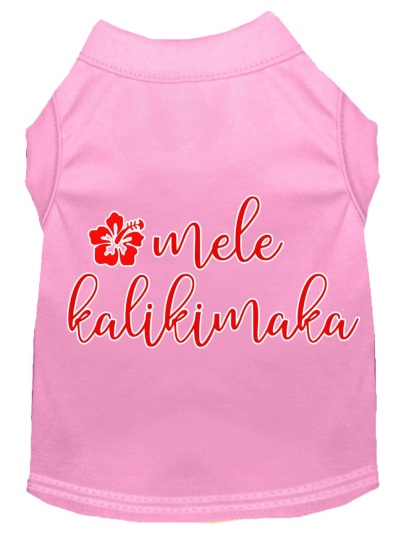 Mele Kalikimaka Screen Print Dog Shirt Light Pink Lg