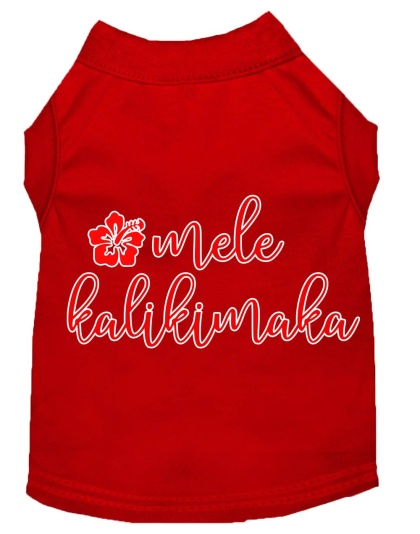 Mele Kalikimaka Screen Print Dog Shirt Red Lg