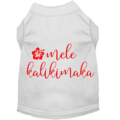 Mele Kalikimaka Screen Print Dog Shirt White Lg