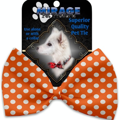 Melon Orange Swiss Dots Pet Bow Tie