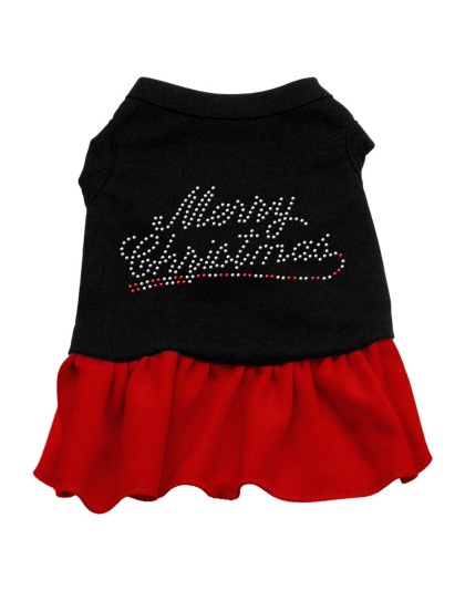 Merry Christmas Rhinestone Dress Black with Red Lg