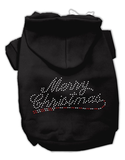 Merry Christmas Rhinestone Hoodies Black L