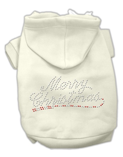 Merry Christmas Rhinestone Hoodies Cream L