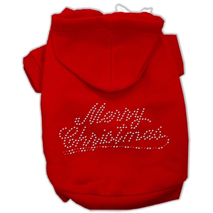 Merry Christmas Rhinestone Hoodies Red L