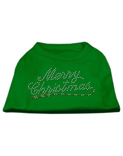 Merry Christmas Rhinestone Shirt Emerald Green Lg