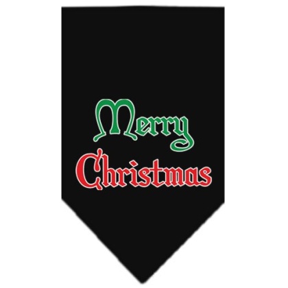 Merry Christmas Screen Print Bandana Black Large