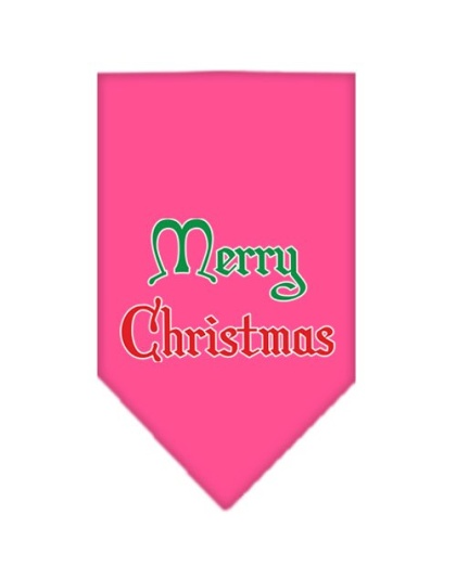 Merry Christmas Screen Print Bandana Bright Pink Large