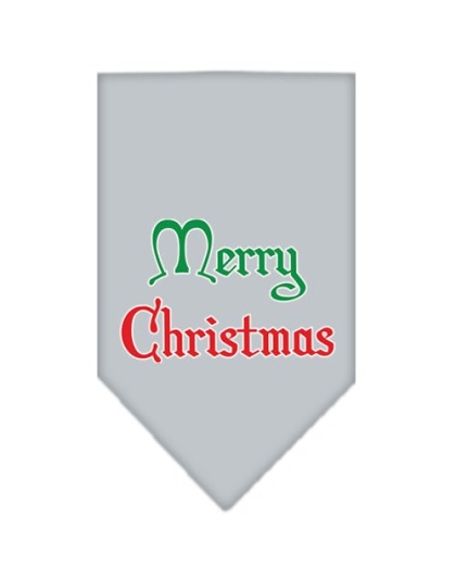 Merry Christmas Screen Print Bandana Grey Large