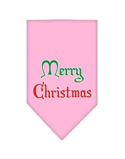 Merry Christmas Screen Print Bandana Light Pink Large