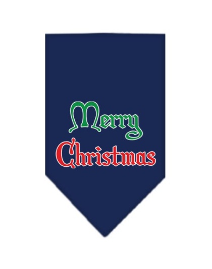 Merry Christmas Screen Print Bandana Navy Blue large