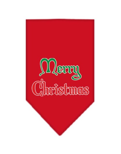 Merry Christmas Screen Print Bandana Red Large