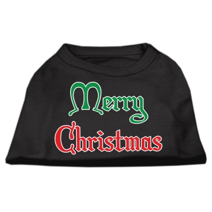 Merry Christmas Screen Print Shirt Black Lg