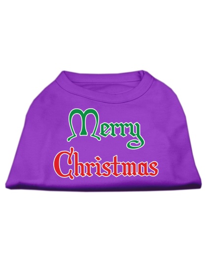 Merry Christmas Screen Print Shirt Purple Lg