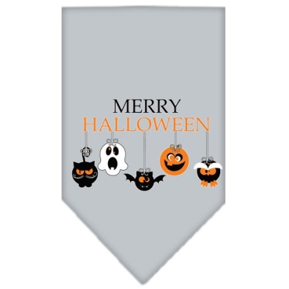 Merry Halloween Screen Print Bandana Grey Large