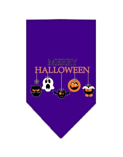 Merry Halloween Screen Print Bandana Purple Large