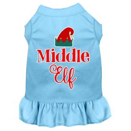 Middle Elf Screen Print Dog Dress Baby Blue 4X