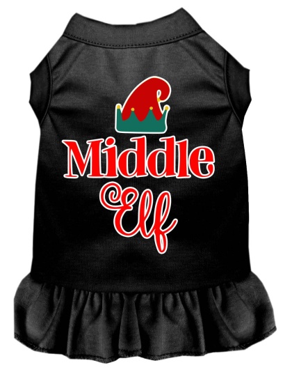 Middle Elf Screen Print Dog Dress Black 4X