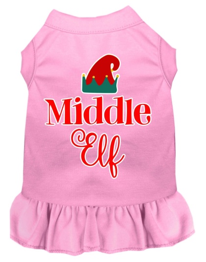 Middle Elf Screen Print Dog Dress Light Pink 4X