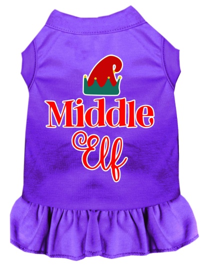 Middle Elf Screen Print Dog Dress Purple 4X