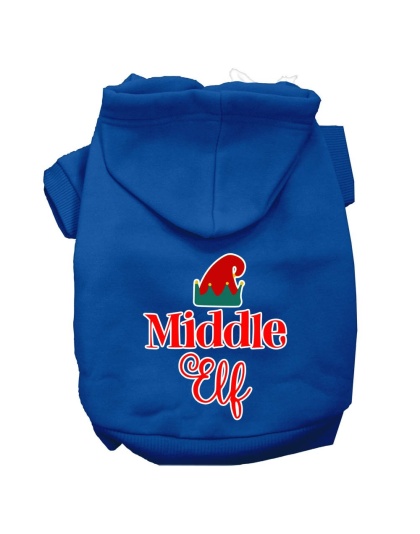 Middle Elf Screen Print Dog Hoodie Blue L