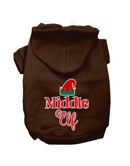 Middle Elf Screen Print Dog Hoodie Brown L