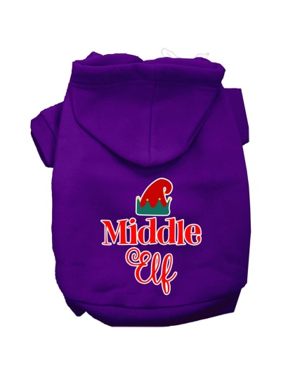 Middle Elf Screen Print Dog Hoodie Purple L