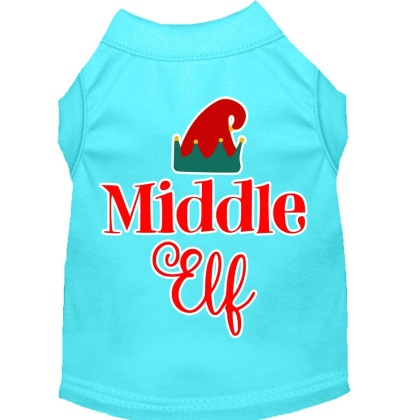 Middle Elf Screen Print Dog Shirt Aqua Lg